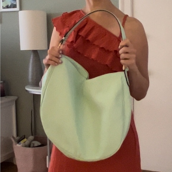 Aqua slouchy purse with adjustable/removable cross body strap - Picture 3 of 14